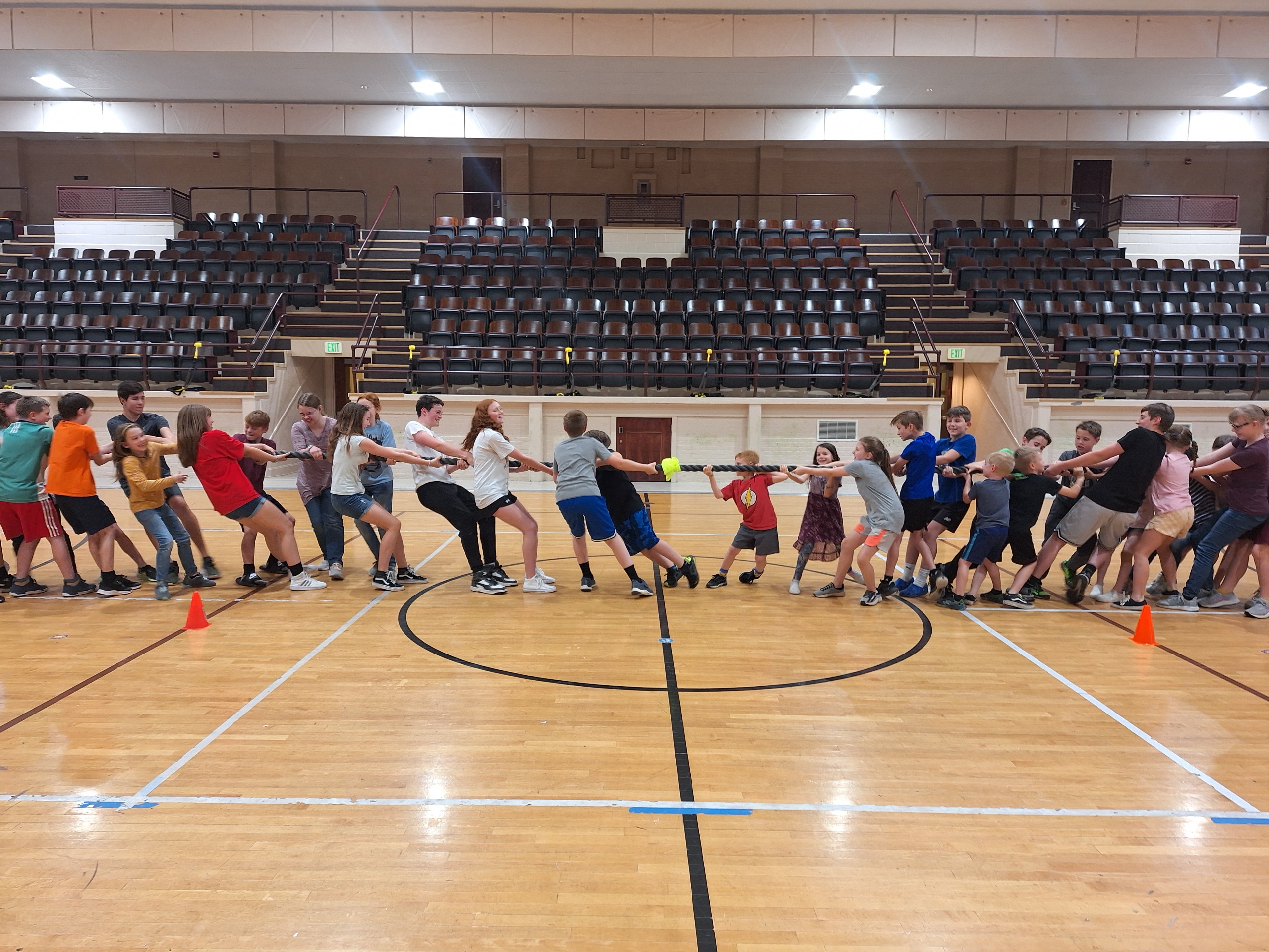 Children playing tug of war