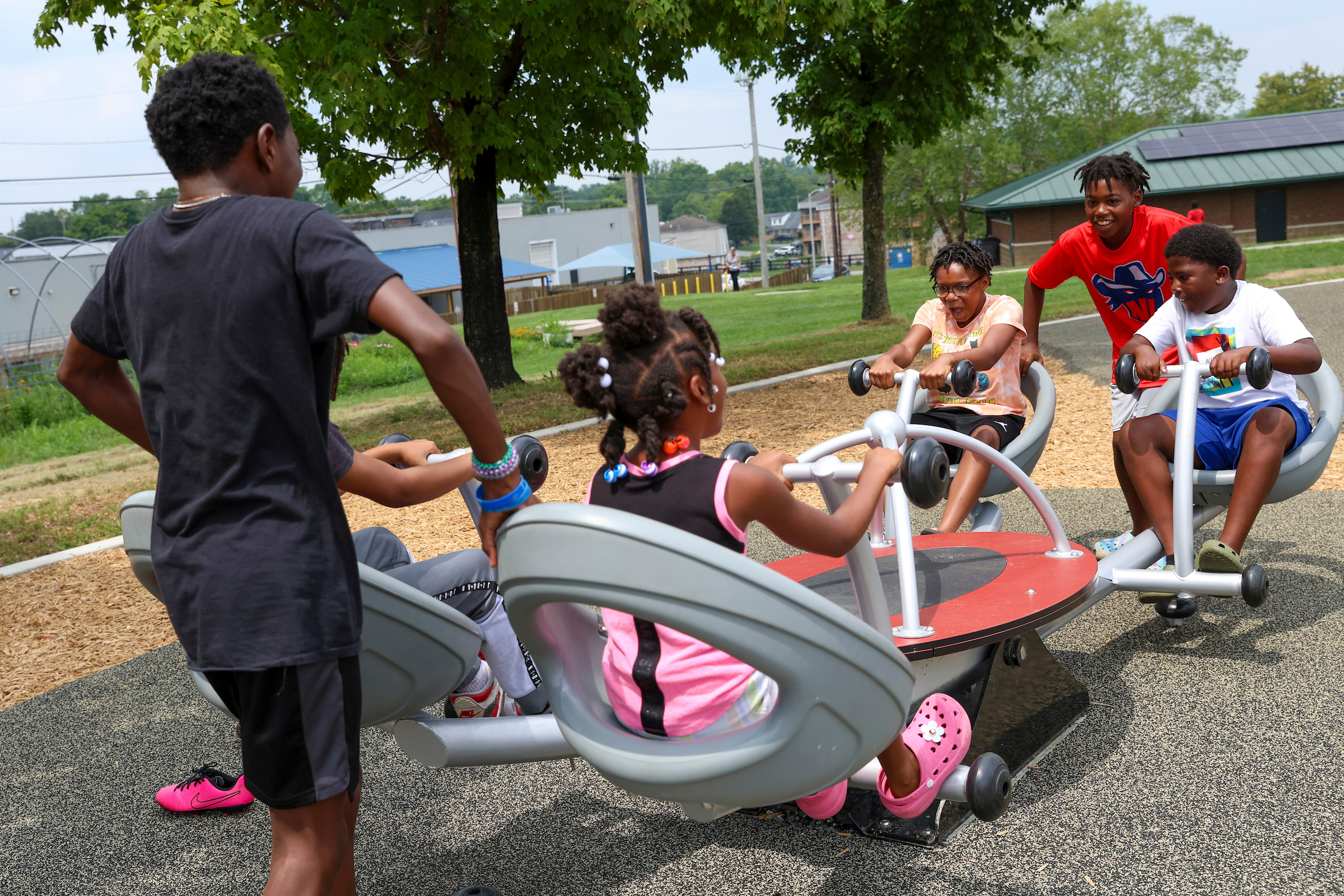 Children playing on a playground.