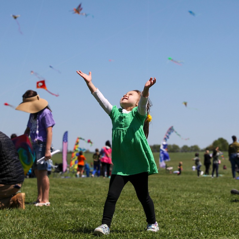 Child flying a kite